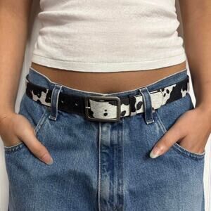 Cowhide print fur black MENS1